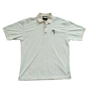 Disney Greg Norman Light Yellow Vintage 90s Mickey Golfer Polo Size Medium
